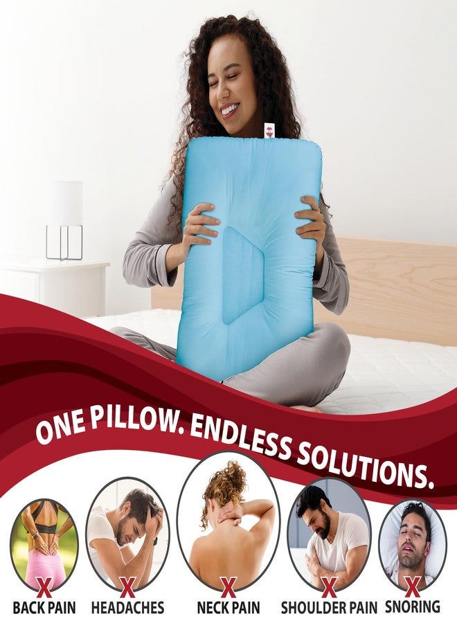 Core Products Tri-Core Cervical Support Pillow – Firm Orthopedic Neck Pillow for Pain Relief, Back and Side Sleepers – Ergonomic Contour Pillow – Assembled in USA, Full Size, Blue - Image 2